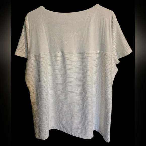 Calvin Klein White Ribbed Short Sleeve Blouse - Picture 2 of 4